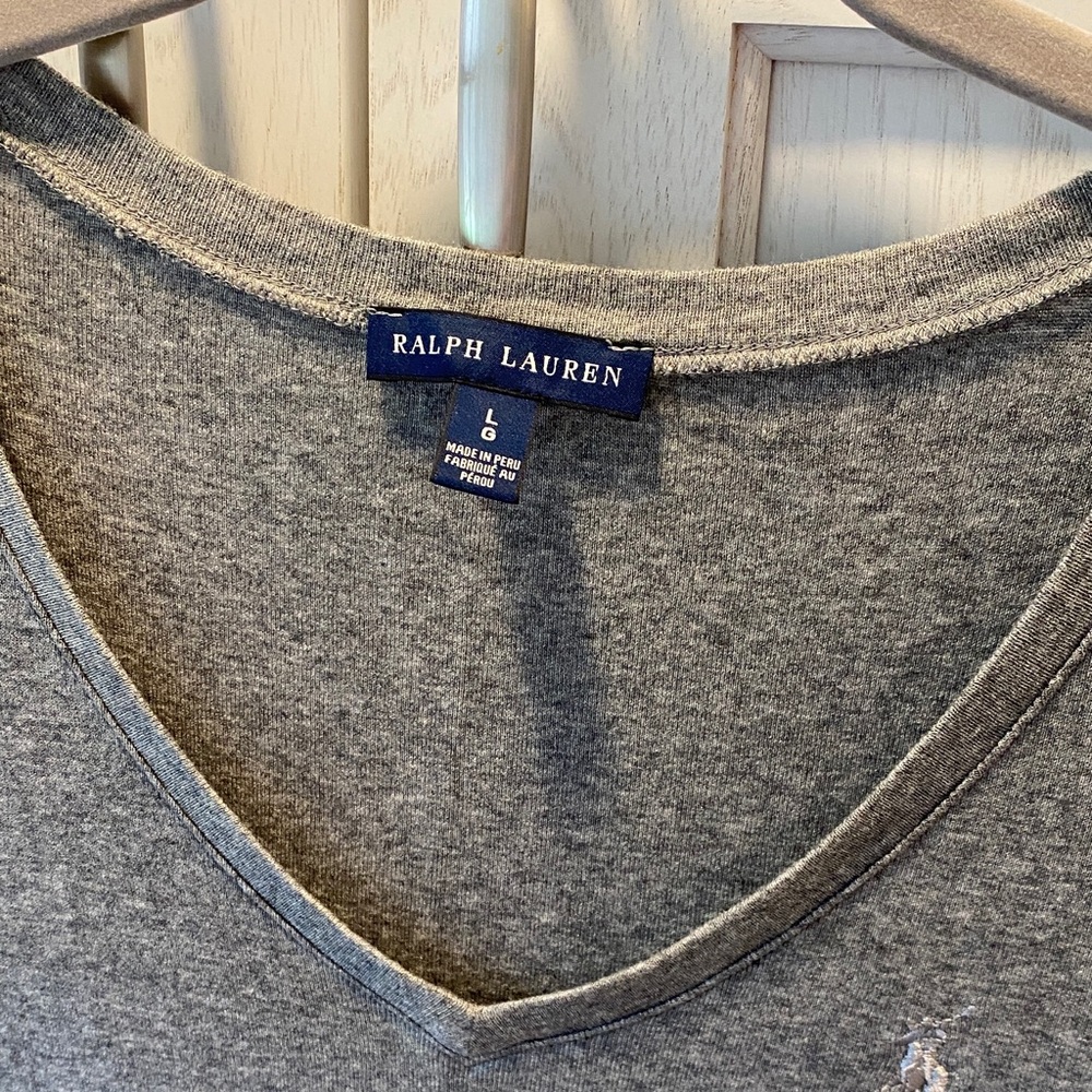 NWOT Ralph Lauren Heather Gray V-Neck Tee